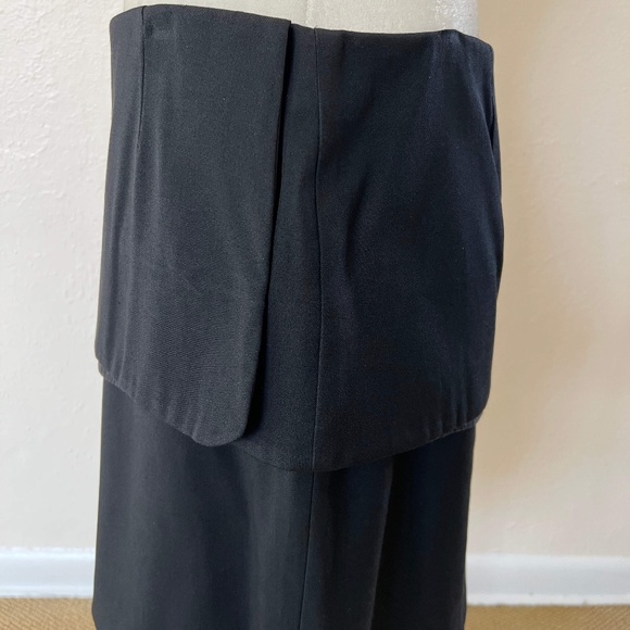 VINTAGE & RARE | Black Gabardine Wool Overlap Skirt - Front Pocket - Picture 7 of 11